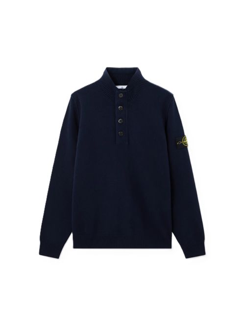 LAMBSWOOL Stone Island Maglione con zip corta e dettagli in feltro Stone Island | K2S155100040S00A3V0020 NAVY BLUE N